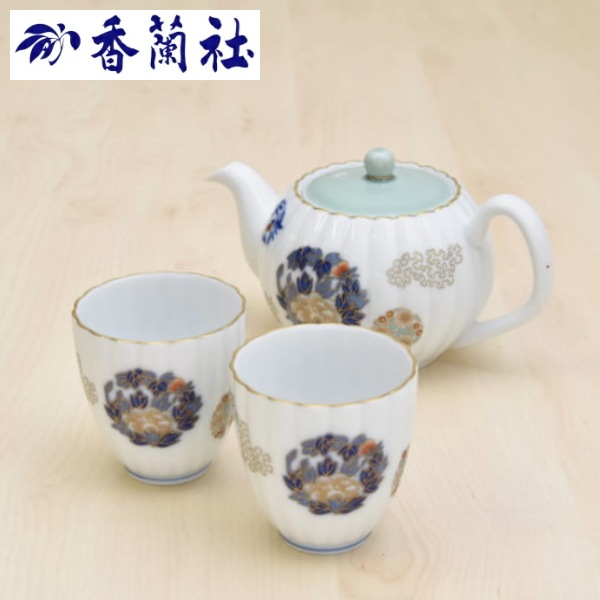 香蘭社<br>【金ミル花丸紋】茶器セット