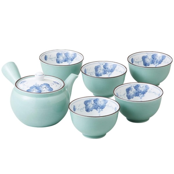 波佐見焼　掛分ぶどう M急須茶器揃 5客、送料無料