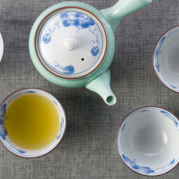 波佐見焼　掛分ぶどう M急須茶器揃 5客、送料無料