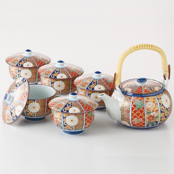 波佐見焼 金彩古伊万里 蓋付茶器揃 5客、送料無料