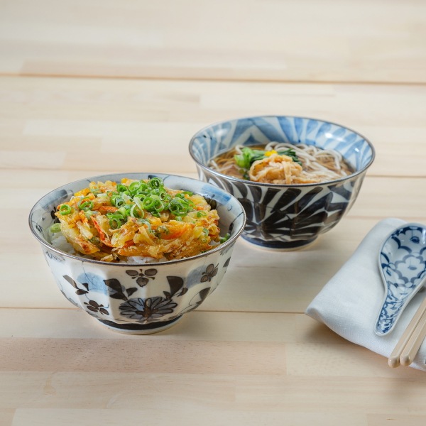 波佐見焼 古染紋 手描き多用丼ペア 2点、送料無料 | 古染紋 | 結婚