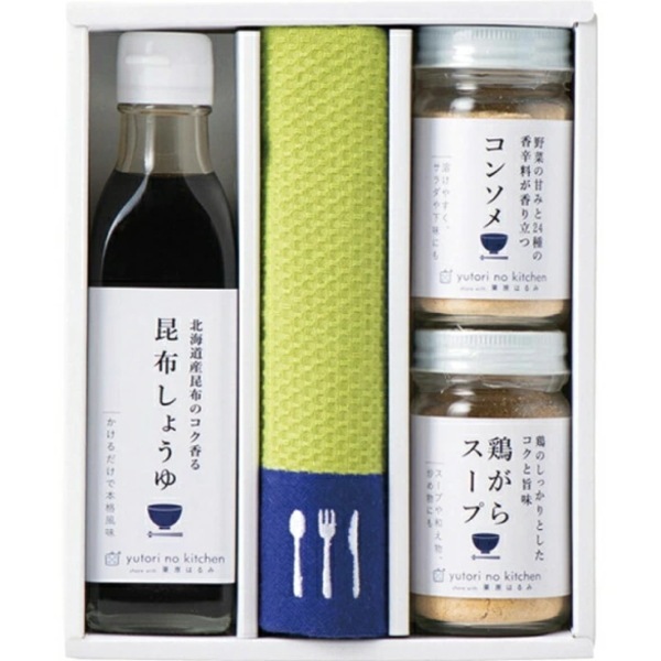 <b>料理評論家栗原はるみ監修</b><br>ゆとりのキッチン<br>調味料&ワイドふきんセット