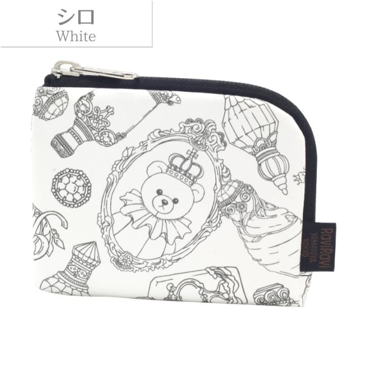 トレゾールモノ マチ付きLFミニウォレット｜さり気ないテディ柄が