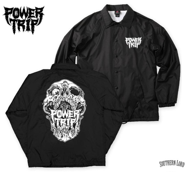 Power Trip /パワートリップ - Skull コーチジャケット(ブラック