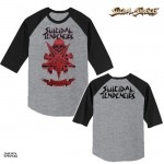 【期間限定】Suicidal Tendencies /スイサイダル・テンデンシーズ - Possessed Red ラグランシャツ(ブラックxグレー)