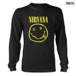 Nirvana / ニルヴァーナ - SMILEY LOGO ロングスリーブ・長袖シャツ(ブラック)