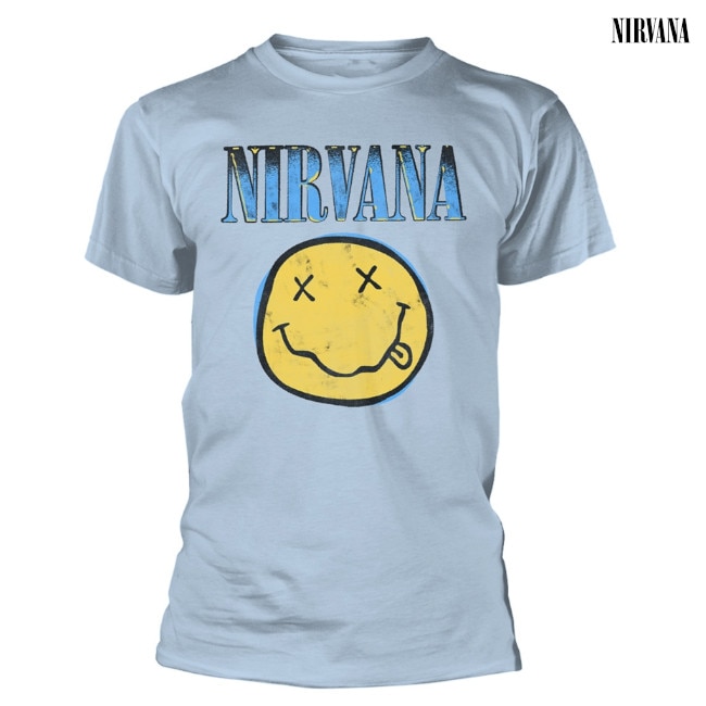 Nirvana / ニルヴァーナ - XEROX SMILEY Tシャツ(ブルー) | T
