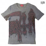 DEATH / デス - LARGE RED LOGO Tシャツ(ヴィンテージグレー)