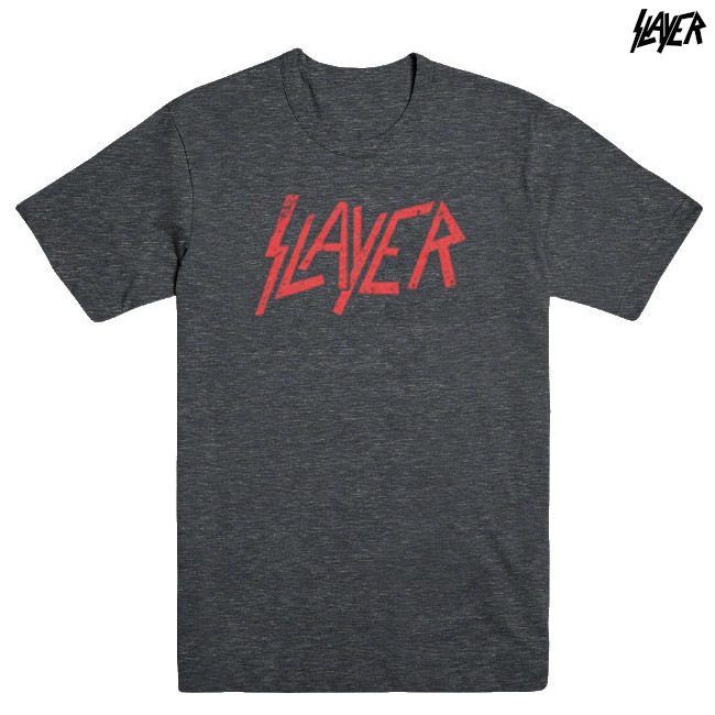 Slayer / スレイヤー - DISTRESSED LOGO Tシャツ(チャクールグレー 