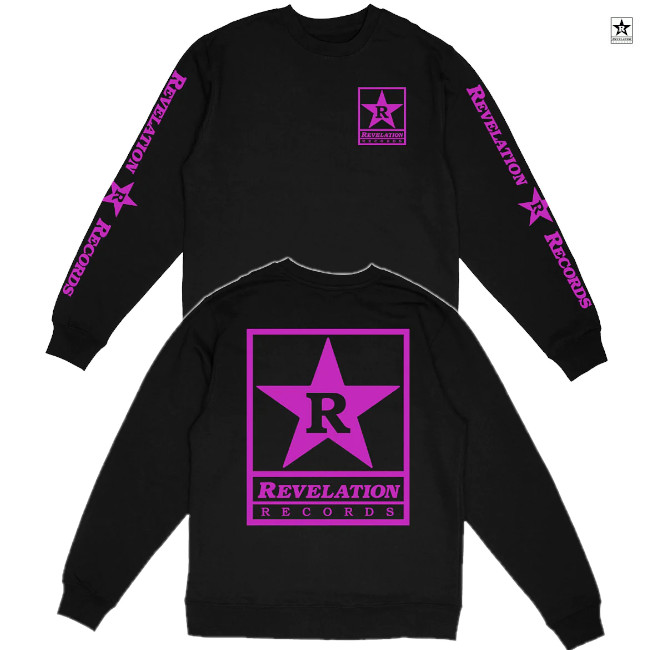Revelation Records / レヴェレーション・レコード - Purple Logo クルーネック・トレーナー(ブラック)