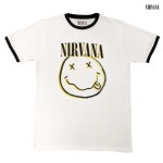 Nirvana / ニルヴァーナ - DOUBLE SMILE リンガー・Tシャツ(ホワイト)