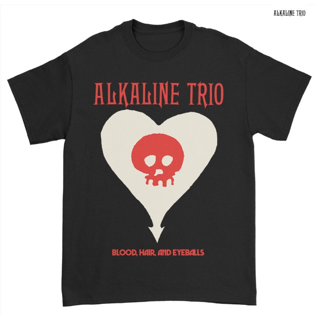 Alkaline Trio / ���륫�饤�󡦥ȥꥪ - Blood, Hair and Eyeballs Heart Skull T����� (�֥�å�)