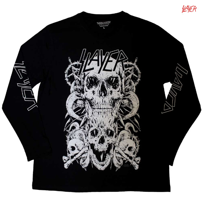 slayer スレイヤー 長袖 バンドtシャツ ロンT プリント アメリカ 黒色