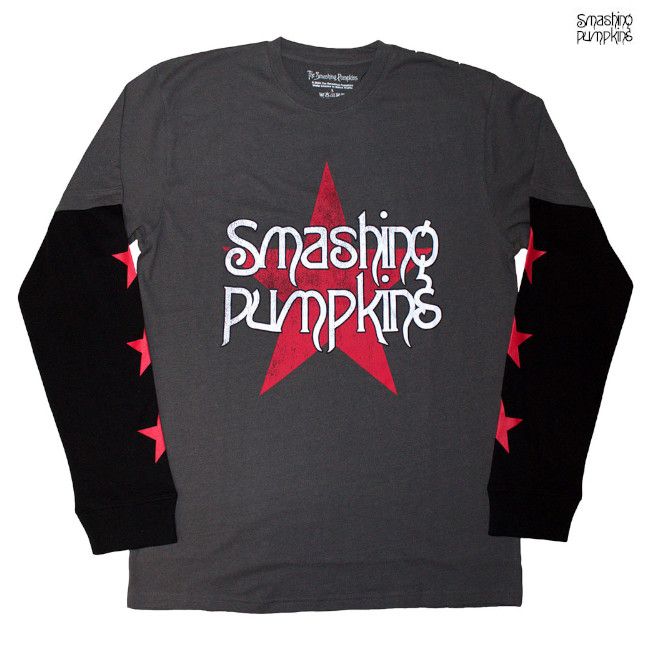 Smashing Pumpkins / スマッシング・パンプキンズ - Star Logo ロングスリーブシャツ(チャコールグレー)