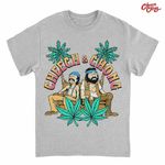 Cheech & Chong / チーチアンドチョン - Cartoon Couch Palm Trees Tシャツ (グレー)
