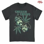 Cheech & Chong / チーチアンドチョン - Duo Portrait Leaf Tシャツ (ブラック)