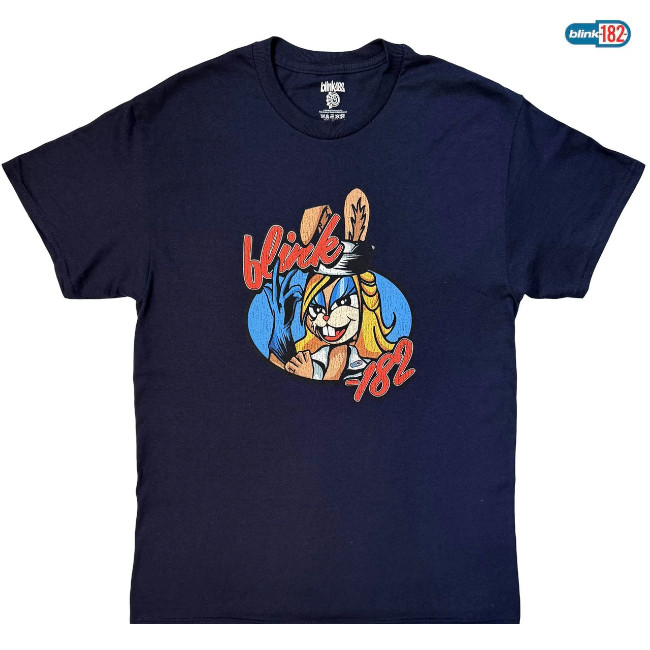 Blink182 Tシャツ　ネイビー　バンドTシャツ パンク Blink-182 / ブリンク 182 - Cartoon Bunny Tシャツ (ネイビー) | T