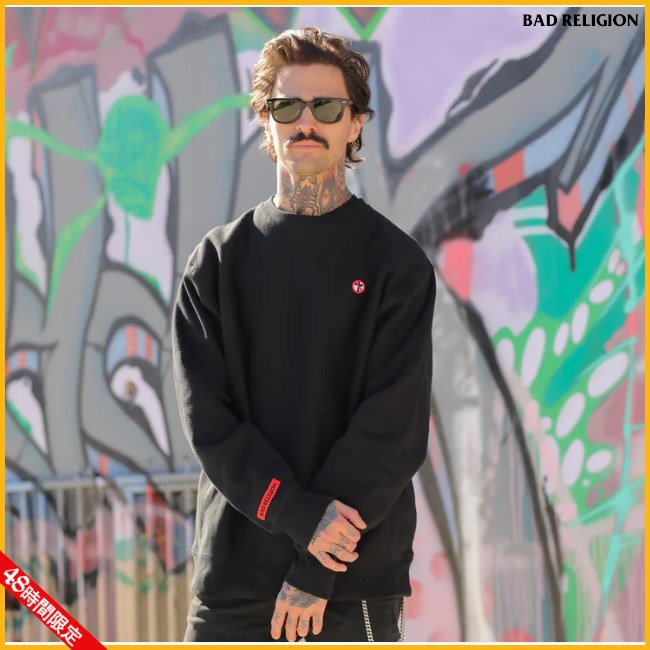 ��48���ָ����Bad Religion / �Хåɡ���ꥸ��� - Embroidered Crossbuster ���롼�ͥå����ȥ졼�ʡ� (�֥�å�)