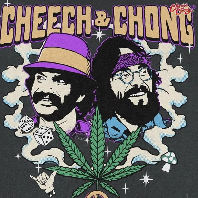 Cheech & Chong / ����������ɥ���� - Duo Portrait Dice Peace Leaf T����� (�֥�å�)