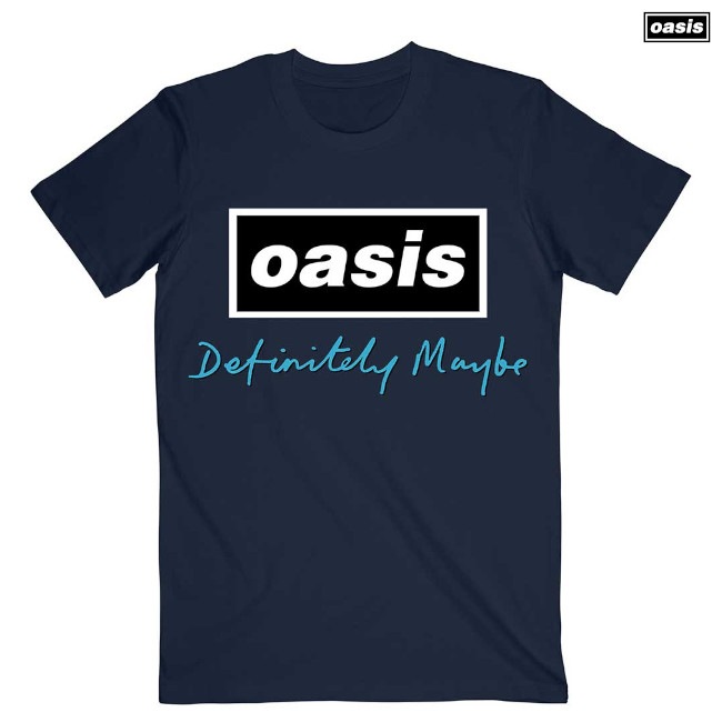 Oasis / オアシス - Definitely Maybe Text Logo Tシャツ(ネイビー) | Tシャツ | バンドTシャツの ...