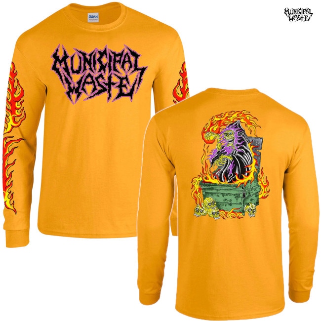 Municipal Waste / ミュニシパル・ウェイスト DUMPSTER FIRE ロングスリーブ・シャツ(イエロー) トップス