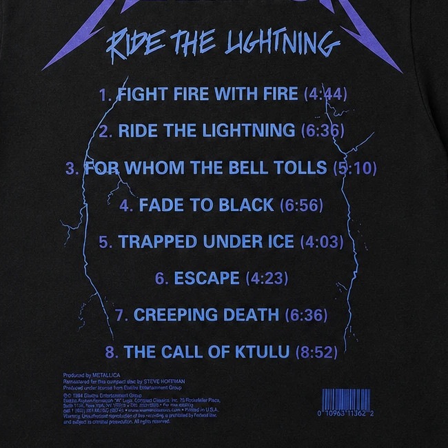 Metallica / �᥿�ꥫ - Ride The Lightning Tracks T����� (�֥�å�)