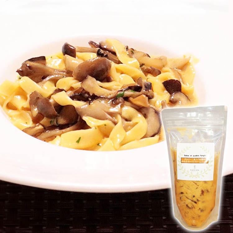 ポルチーニ茸入り4種の木の子の トマトクリームソース