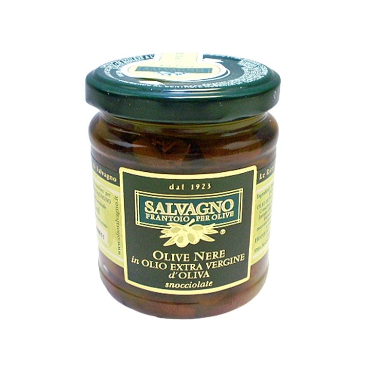 ブラックオリーブの実 185g オイル漬け 種なし SALVAGNO サルバーニョ