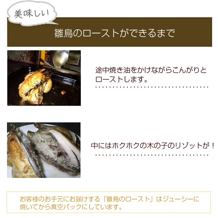 フランス産 雛鳥のロースト 木の子のリゾット詰め