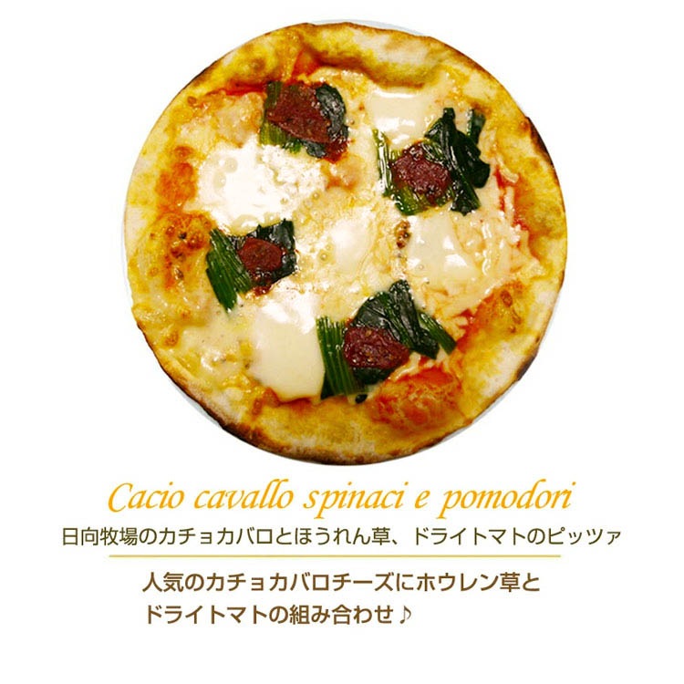 ピッツァ 日向牧場のカチョカバロとほうれん草、ドライトマトのピッツァ 18cm