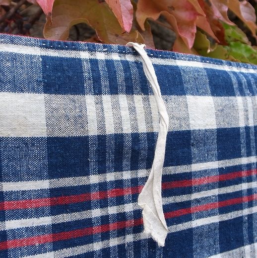 19世紀 フランス　アルザス　ケルシュ　リネン　インディゴ　クロス フランス19世紀後 インディゴのアルザスケルシュ 農家の手織りリネン