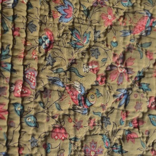 逸品1775年頃 オベルカンフとぼけた鳥さんのジュイ更紗キルト