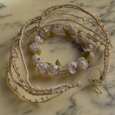 フランスアンティーク　ワックスフラワー　花冠　ティアラ　マリアージュ フランス アンティーク ワックスフラワー フランス アンティーク