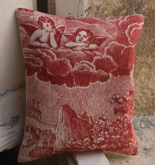 蚤の市*1800年頃 ジュイ更紗 天使のクッション 超美品 | MARCHE AUX