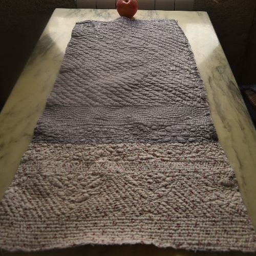 逸品19世紀前半 さくらんぼうの総手縫いピケjupon布地 美品（36×80