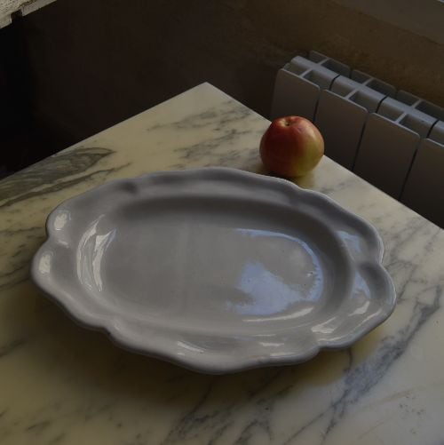 逸品18/19世紀初 美しいムスティエ窯（MOUSTIERS） 楕円花リム皿 超美