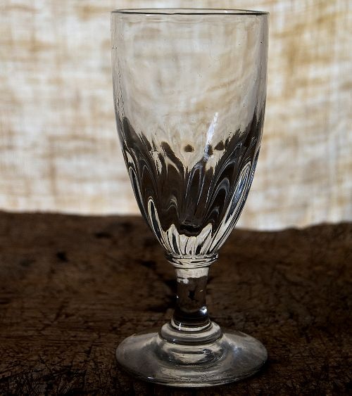 蚤の市*19世紀 美しいツイストの手吹きグラス 美しい気泡・ボンテ跡