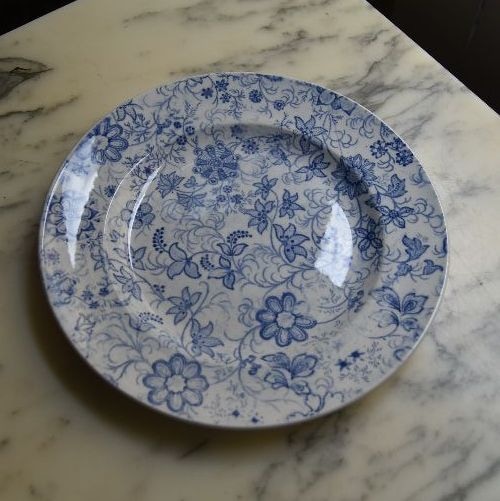 19世紀中 DAVID JOHNSTON（BORDEAUX 窯）美しい初期更紗のデセール皿