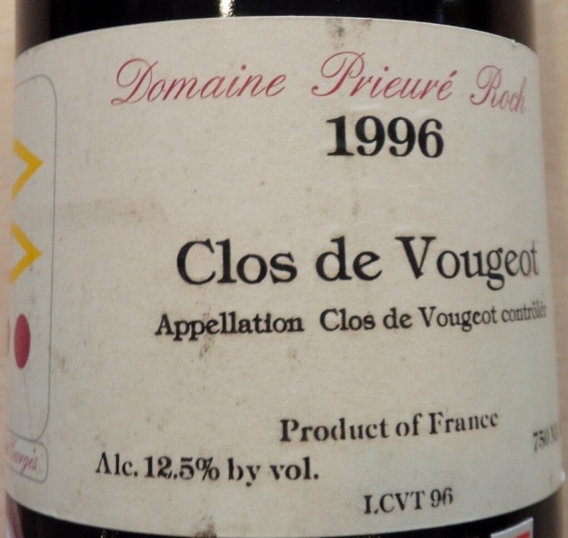 古酒超レア1996年クロヴージョ プリューレロック 96 クロ ヴージョ D