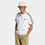 adidas（アディダス）エッセンシャルズ シングルジャージー スリーストライプスTシャツ ホワイト/オリーブストレータ|adidas（アディダス）