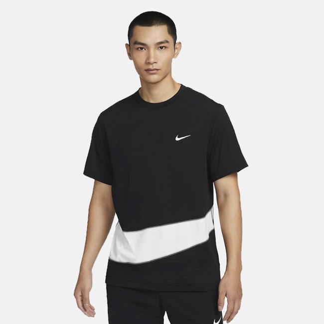 NIKE（ナイキ）Dri-FIT UV ハイバース メンズ ショートスリーブ フィットネストップ ブラック/サミットホワイト/ダークスタッコ/サミットホワイト