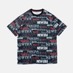 NEW ERA ニューエラ 半袖 テック Tシャツ Text All Over ネイビー Performance Apparel 14121963