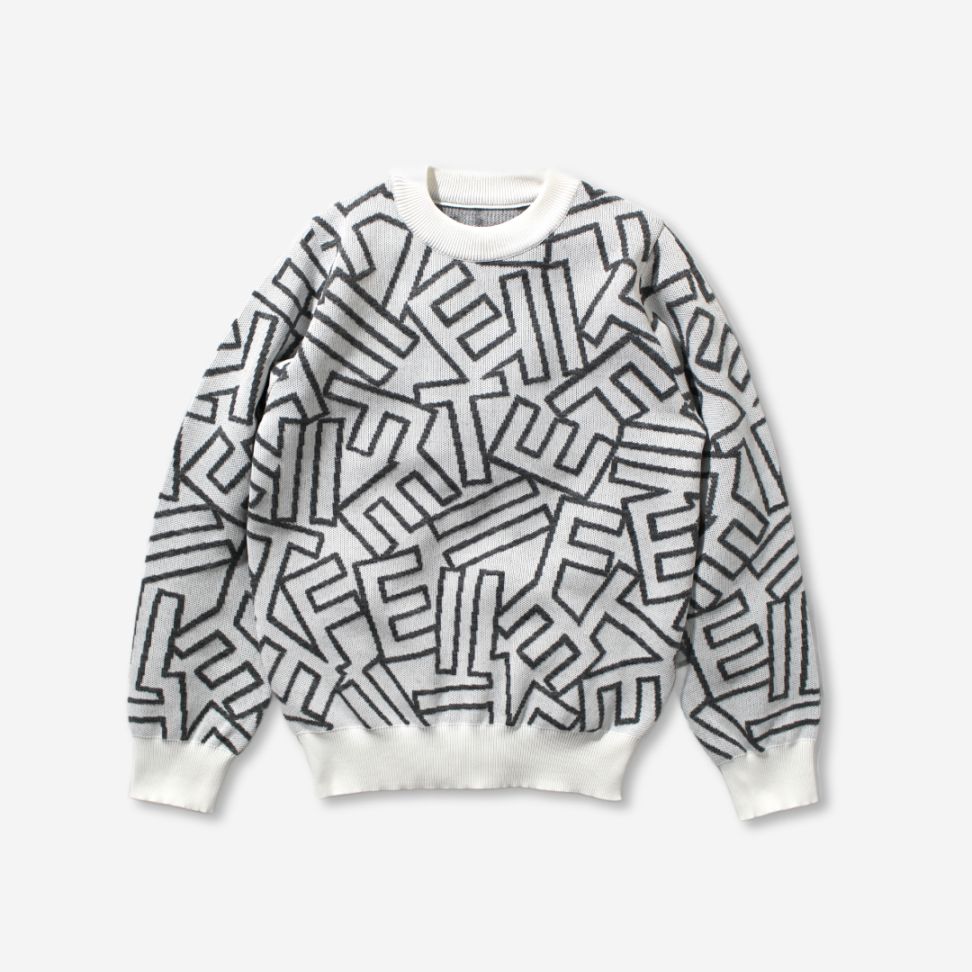 ジャガードセーター　ホワイト＆グレー