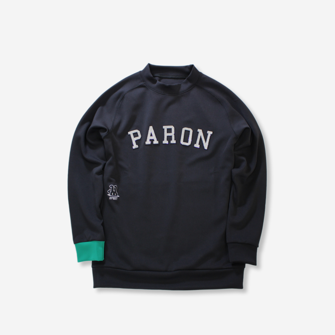 ユニセックス　モックネックトレーナー　＃03　PARON　ブラック