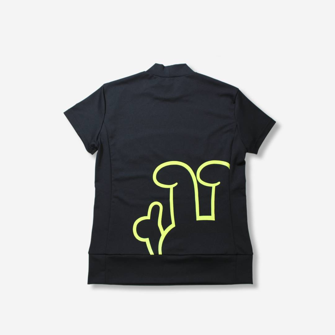 モックネックシャツ ブラック&イエロー -NEVER UP NEVER IN-