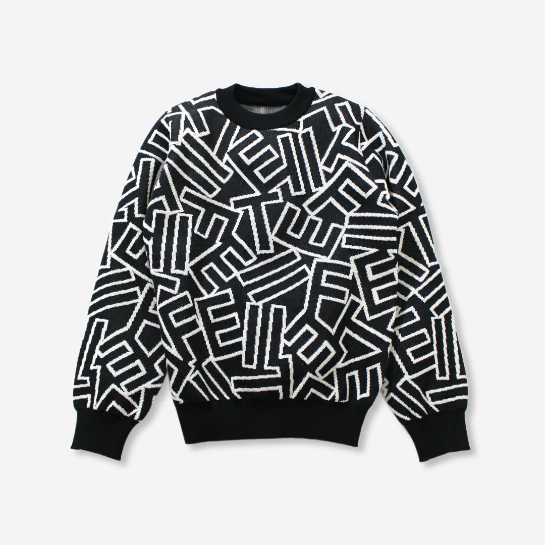 ジャガードセーター　ブラック＆ホワイト
