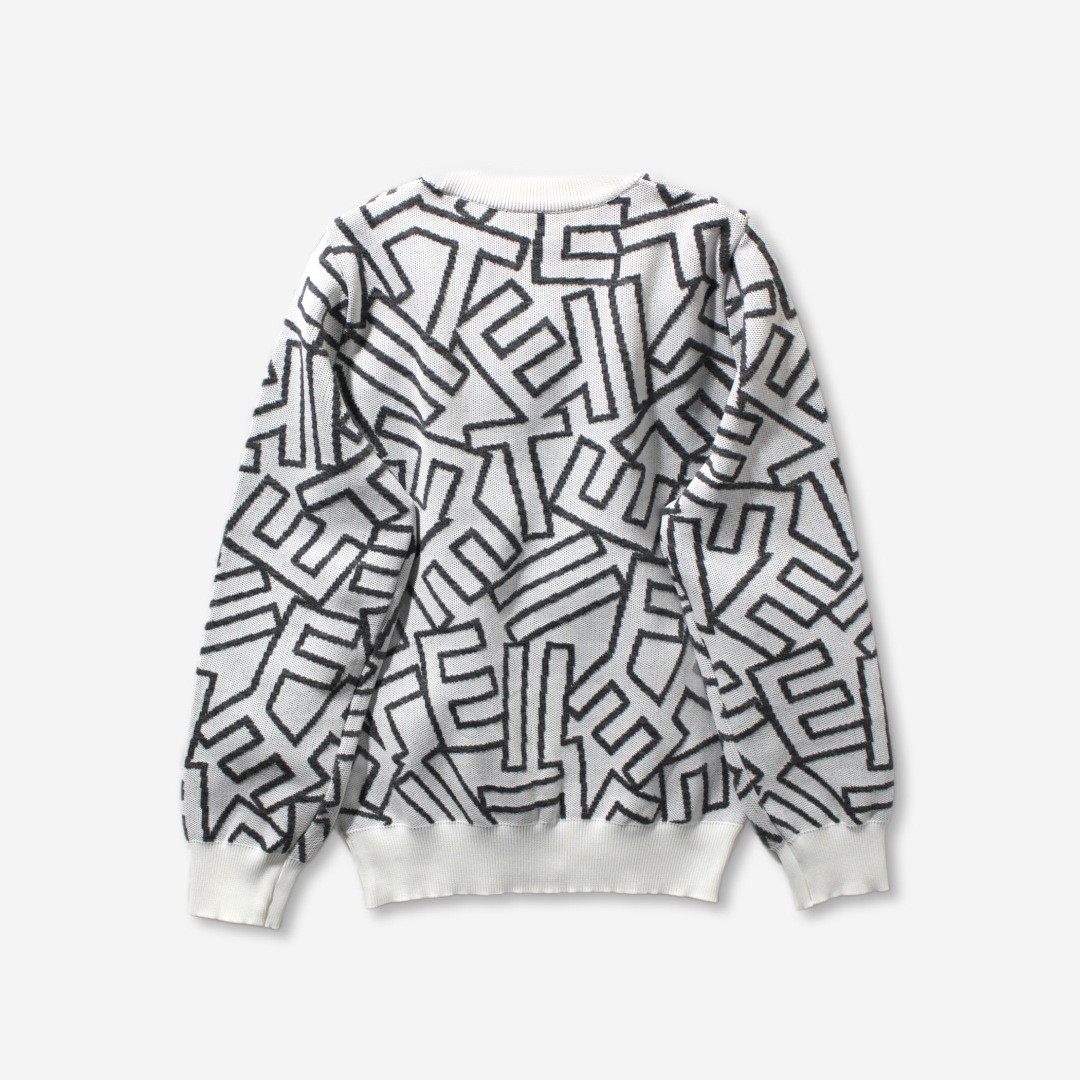 ジャガードセーター ホワイト&グレー