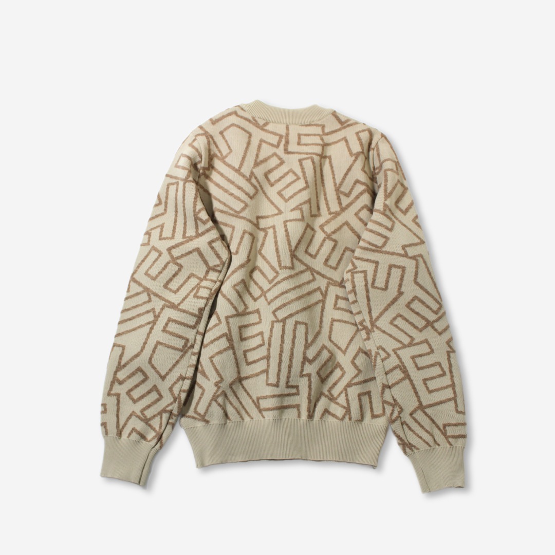 ジャガードセーター　ベージュ＆ダークブラウン
