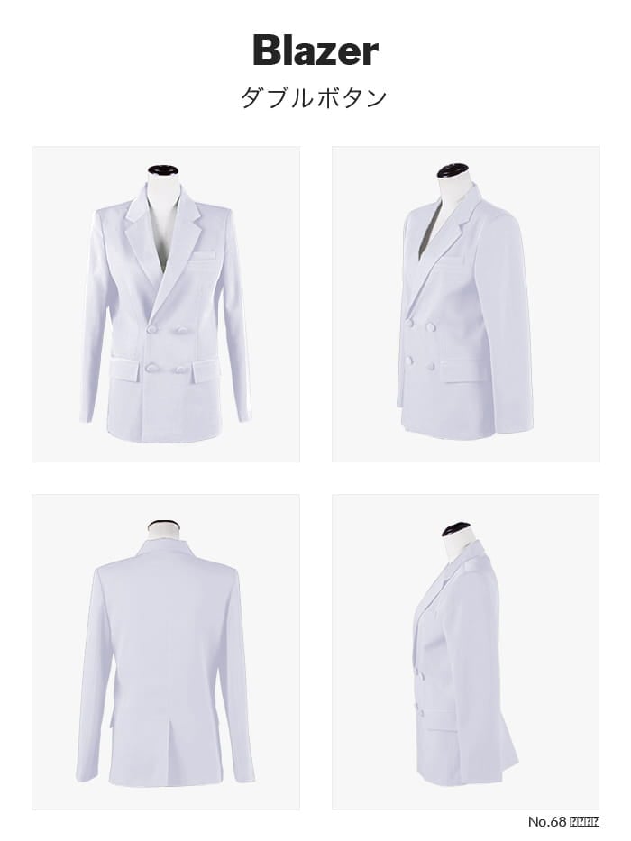 ダブルボタンブレザー 男装・男性用 【黒・白・グレー系】《受注生産》