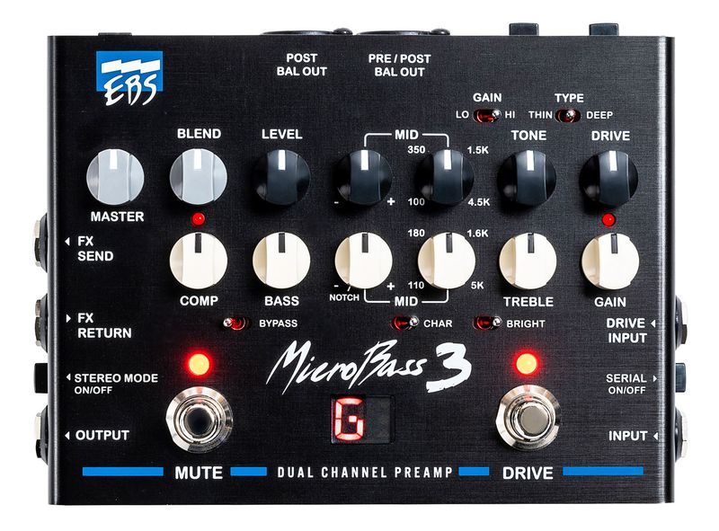 [充実した機能を1台に凝縮/ベース用多機能プリアンプ・DI]  EBS / MicroBass 3 2-Channel Professional Outboard Preamp マイクロベース ベース用エフェクター イービーエス【国内正規品】